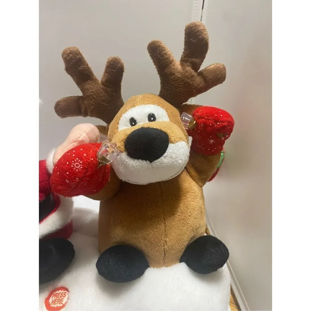 Christmas Singing Light Up Plush Snowman Santa Reindeer Snow Here Comes Santa